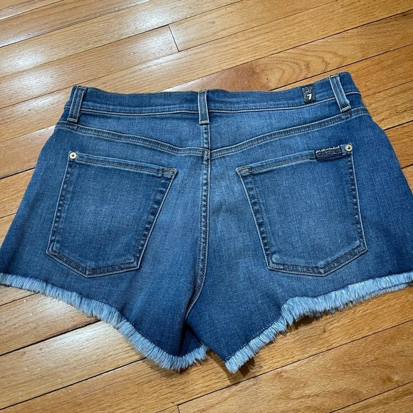 Seven 7 for all Mankind Womens Cut Off Denim Shorts Size 30 Frayed Raw EUC - Picture 4 of 11